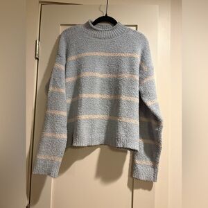Altar’d State Blue and Cream Striped Mock Neck Sweater